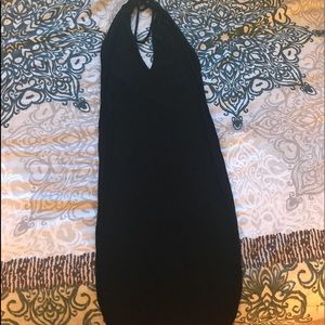 Black halter mini dress